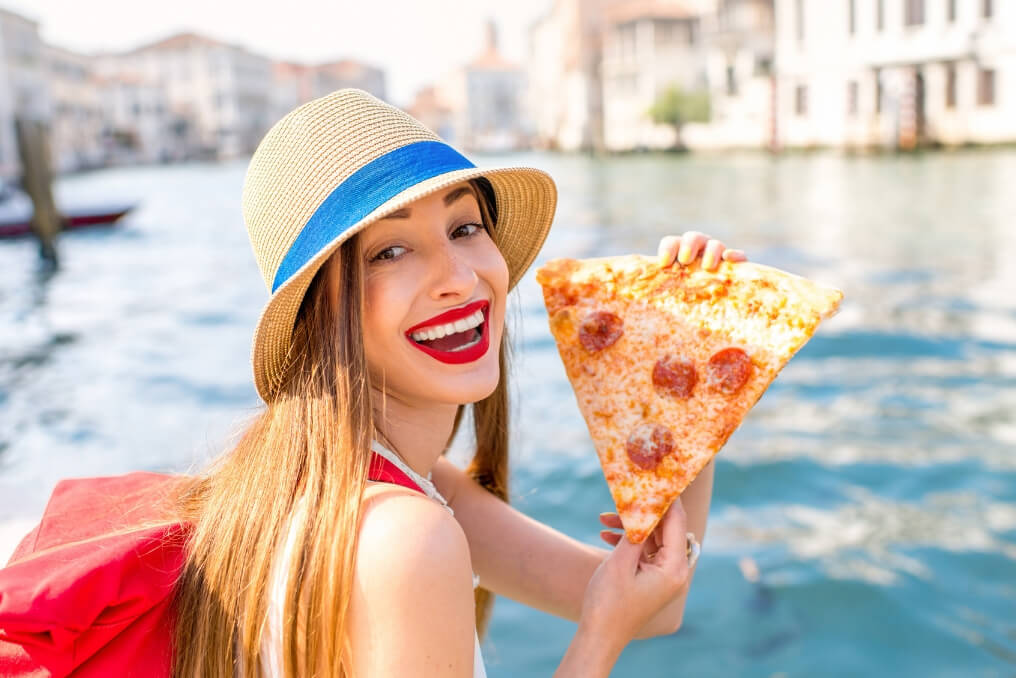 Europe Pizza RF Female traveler woman Italy