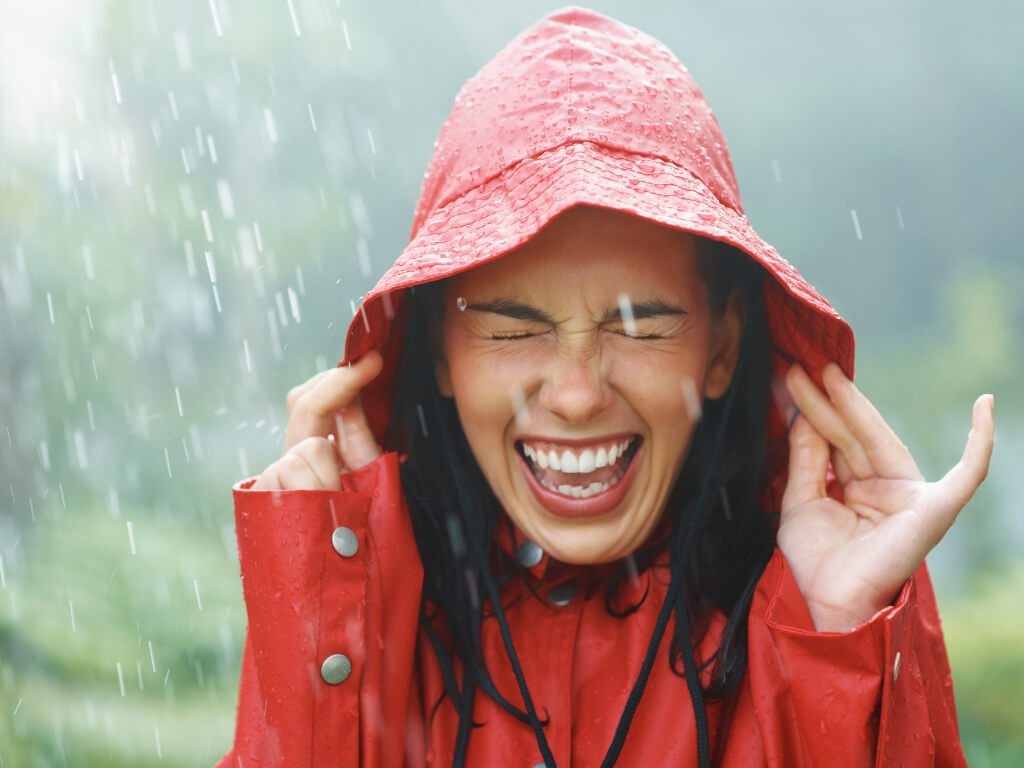 raining weather traveler female RF